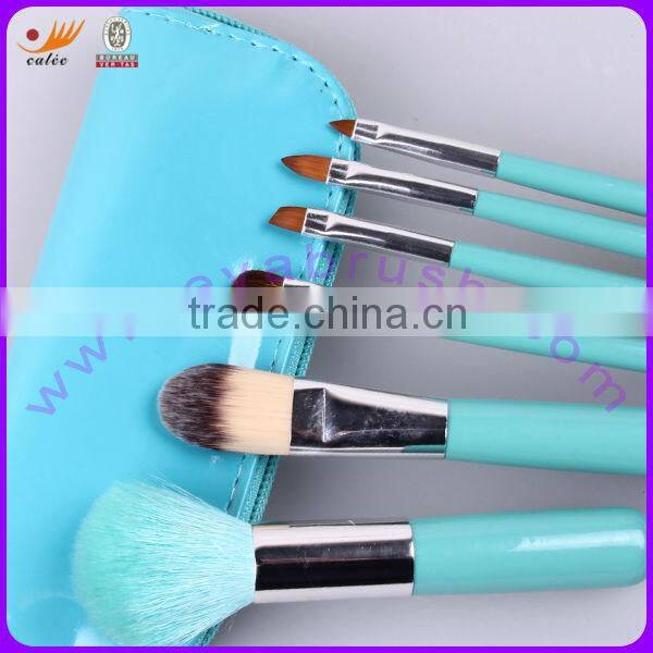 6pcs Nice Blue Zip Pouch Mini Cosmetic Brush Kit