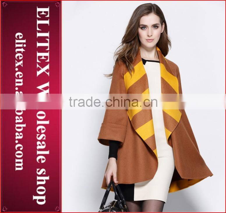 2015 HOT Unique Fashion Blue Jacquard ladies overcoat designs Winter Dress