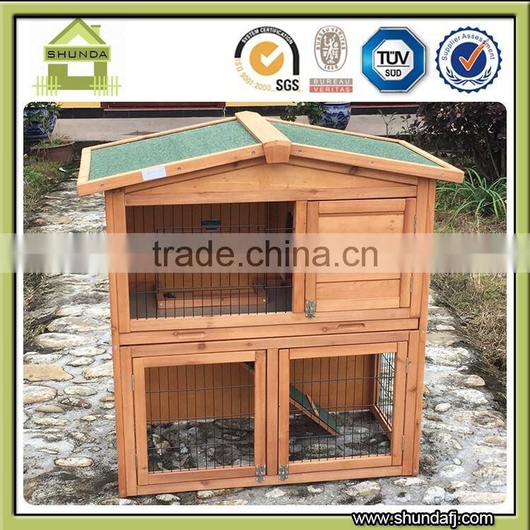 SDR009-T wooden bunny house cheap 2 story double decker rabbit hutches