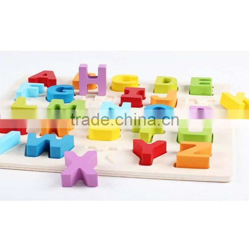 Hot sales kids learnign toy wooden alphabet and digital puzzle for preschool