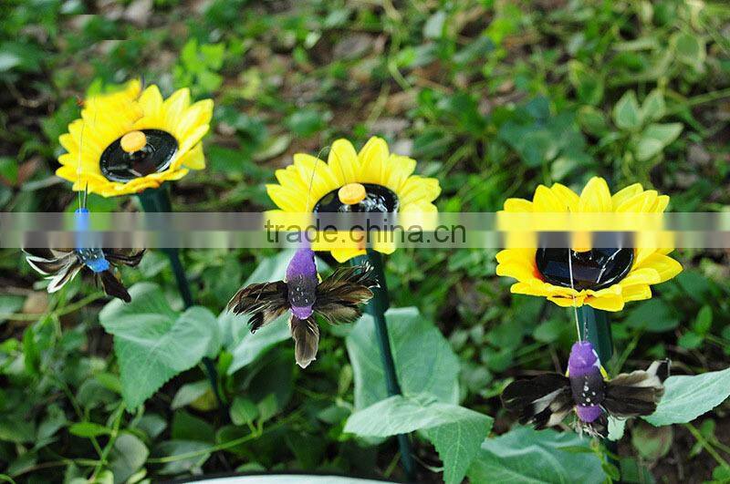 hotest solar hummingbird with sunflower solar dancing hummingbird garden decoration solar hummingbird artificial hummingbird