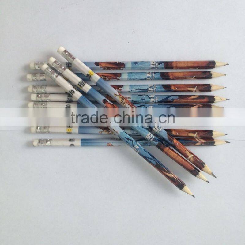 HB wooden pencils, 7 inch black lead pencil with eraser