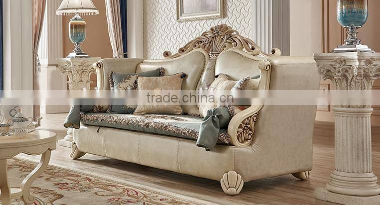 Solid wood living room furniture vase and flowers carving design fabrice sofa set