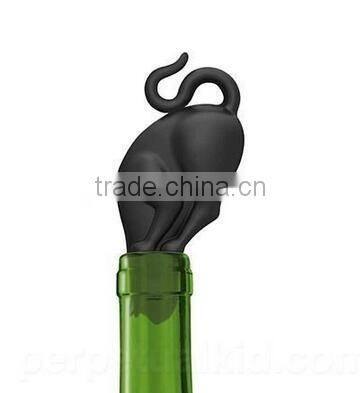 Silicone Kitty Black Cat Butt Wine Bottle Stopper