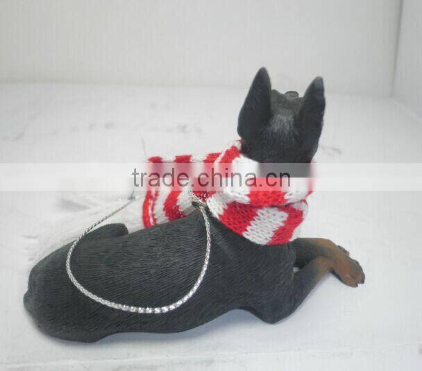 Mini resin Doberman dog christmas hanging decoration