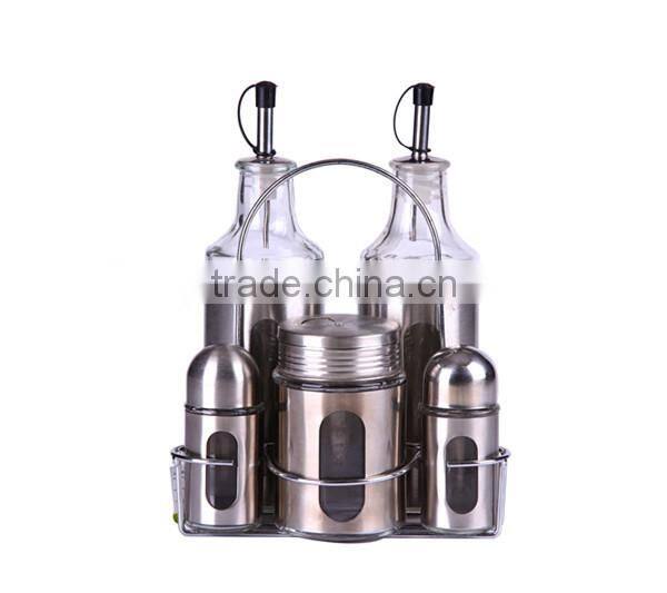 6pcs 100ml glass salt and pepper shaker with stainess steel casing