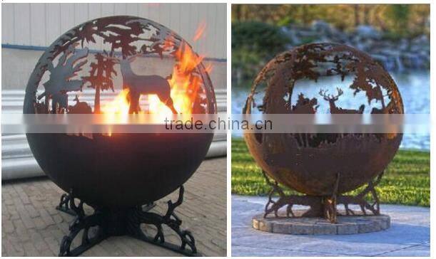 Art sculpture carbon steel fire pits ,steel sphere fire pits for outdoor decoration