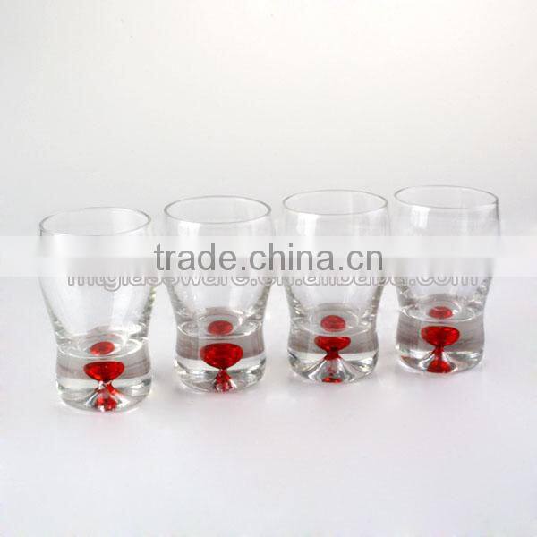 2016 newest machine made mini shot clear glass golden decal with PVC