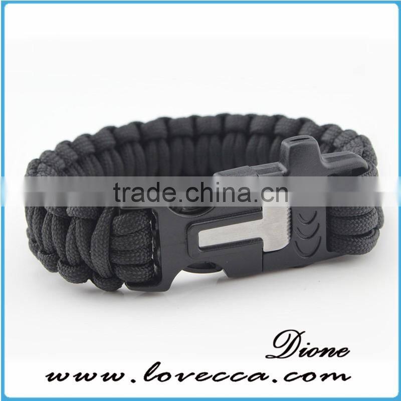 Firestarter whistle buckle with compass 550 survival bracelet
