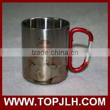 Custom logo printed Carabiner Handle Stainless Steel Coffee Mug