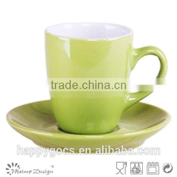 3oz Solid shining color glazed coffee cup and saucer