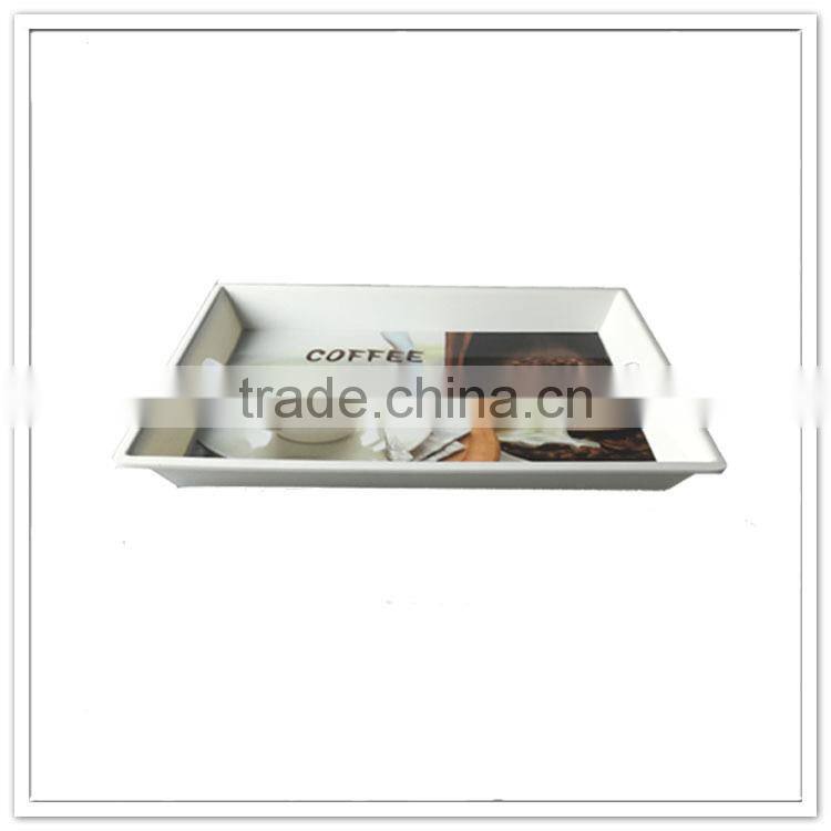 China factory direct melamine plastic hotel coffee trays with handles