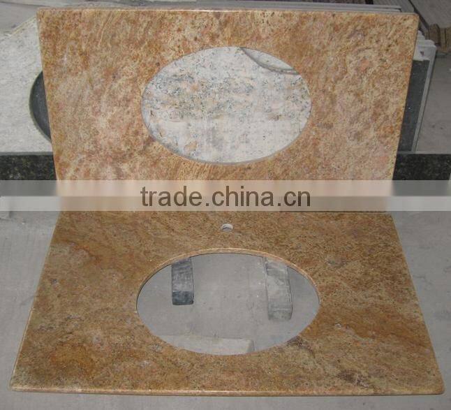 Top quality Madura Gold granite stone one sink bathroom vanity top