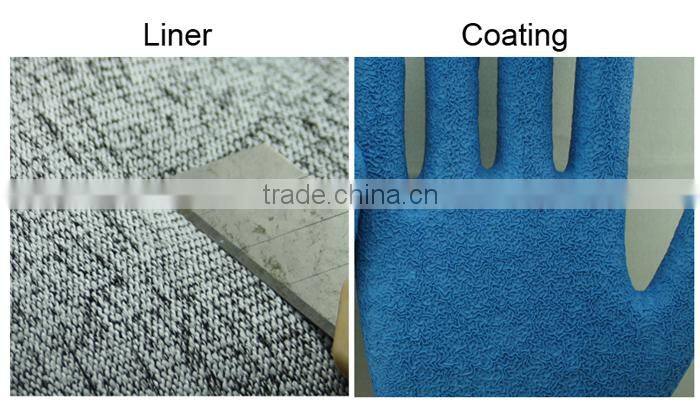 NMSAFETY safety gloves anti oil nylon HPPE liner full coated blue nitrile gloves anti cut