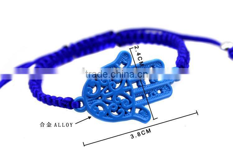 neon fluorescent hamsa hand charm cord hand braided bracelet friendship bracelet for promotion gift