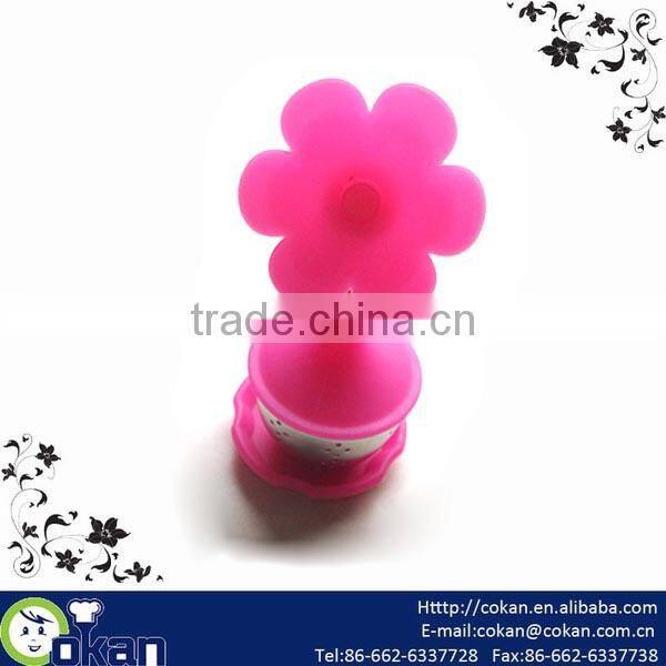Hot Sale Flower Shape Tea Infuser/Tea Strainer,stainless steel + silicone,CK-TI0080