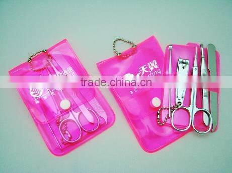 5pcs Fluorescent zipper bag electroplate stainless steel Manicure Set/Beauty Set/Beauty Kit metal category