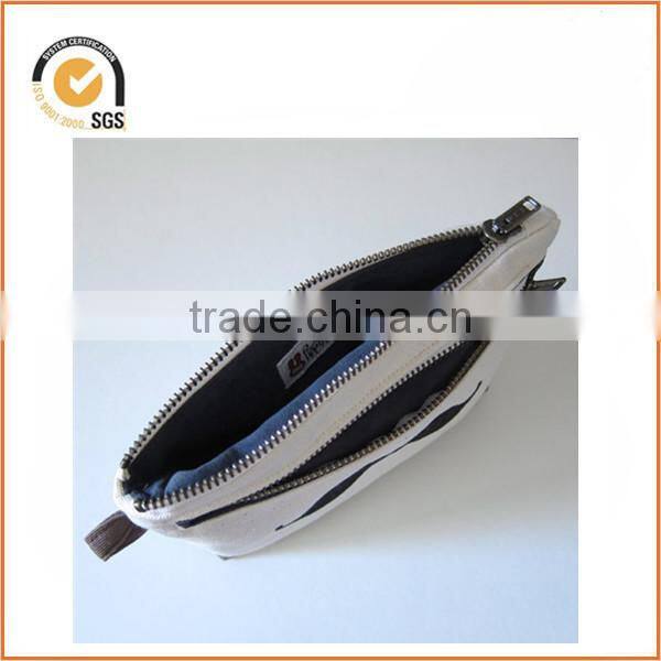 NEW canvas zippered pouch - neon accent & pin dot lining By Chiqun Dongguan CQ-H01056