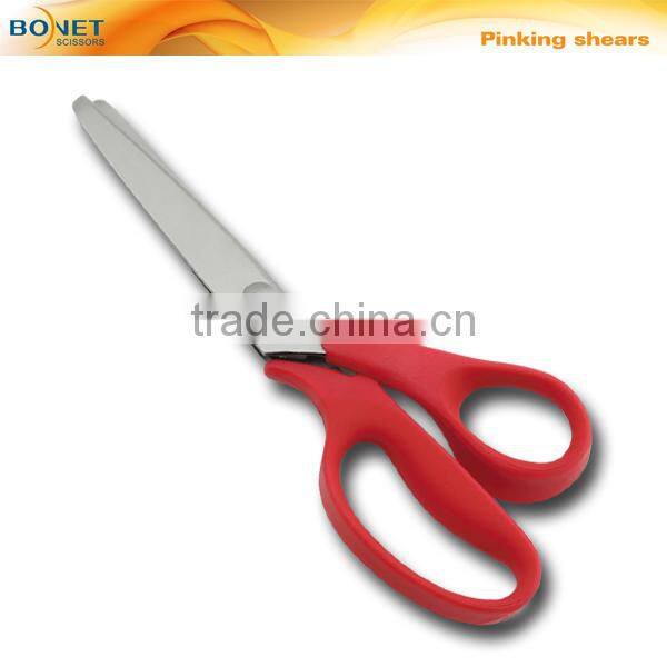 S21023 LFGB Certificated 9-1/4" cloth Pinking scissors with Red handle