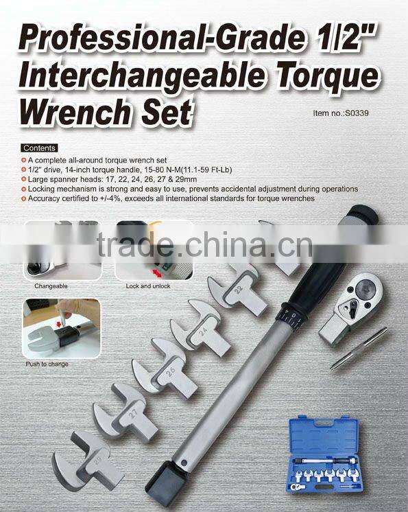 Professional-Grade 1/2" Interchangeable Torque Wrench Set