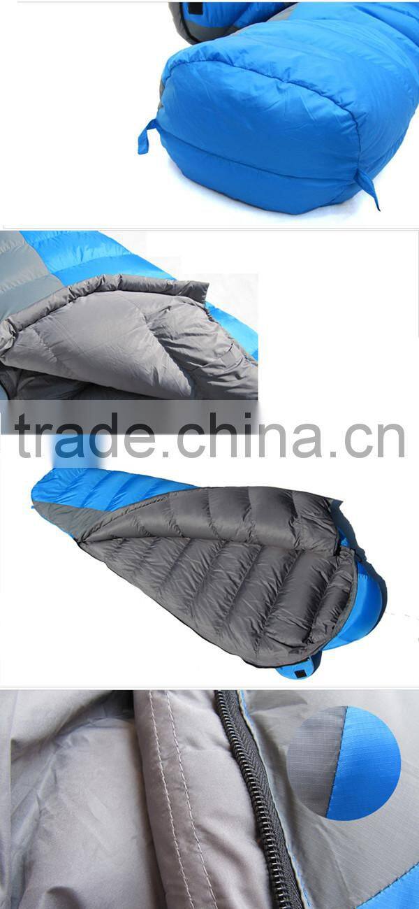 High quality goose down with cold protection collar adjustable wateproof outdoor camping sleeping bag