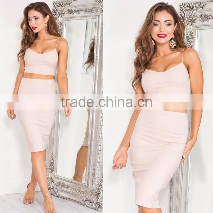 Plain Bodycon Crop Top And Skirt Set