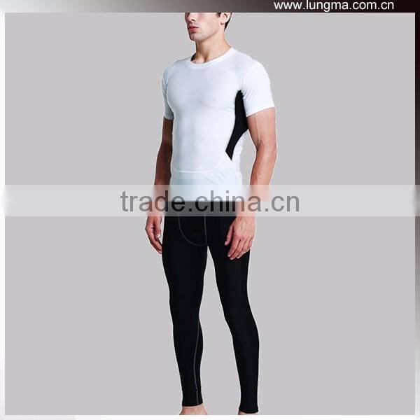 Men's Fitness Custom Rash Guard Short Sleeve Long Tight Pants Compression Activewear