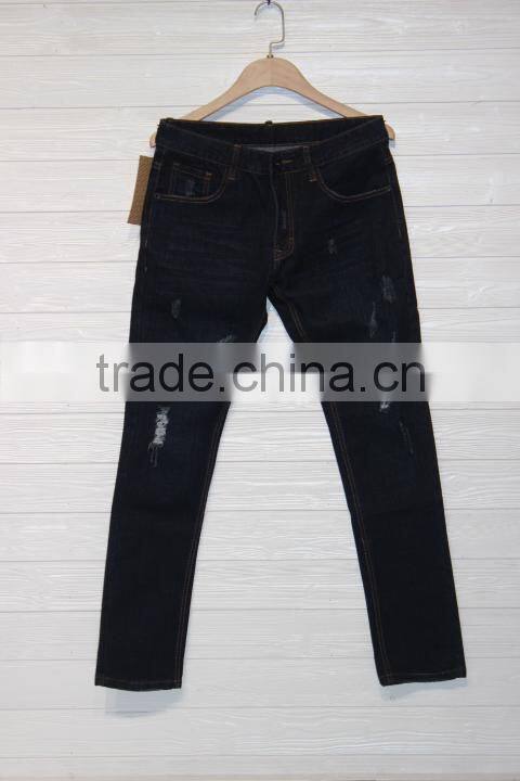 GZY 2017 New classical embroidery patch style man's jeans pent damaged jeans stock
