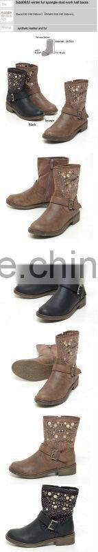 2sbd0832 winter fur spangle stude work half boots Made in korea