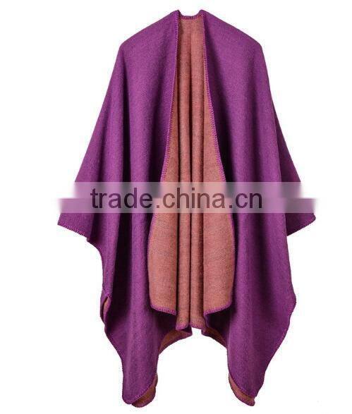 2017 best selling purple double sided ladies two sides shawl