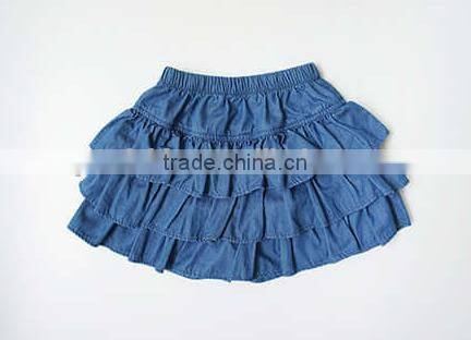 Denim Clolr 3 Layers Ruffle Shorts Stylish Kids Clothes Girls Shorts Wholesale