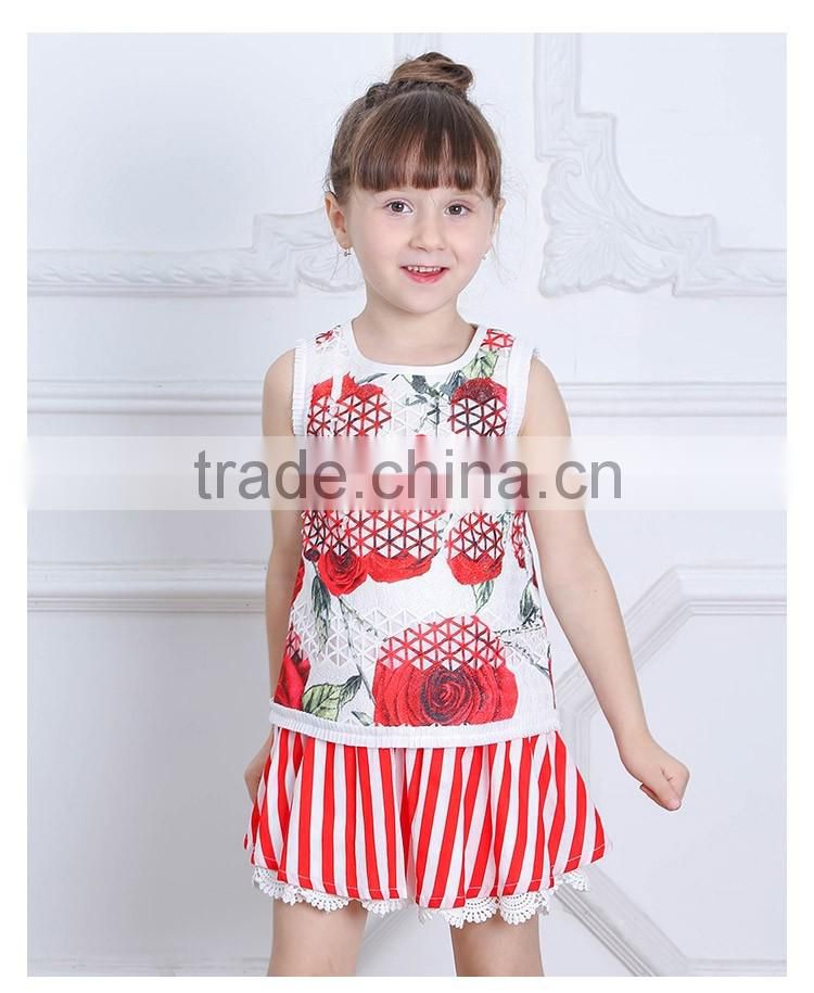 Wholesale Kids Cotton Tank Tops Boutique Baby Girls White Sleeveless T Shirt Summer T-shirt for Flower Print T16356