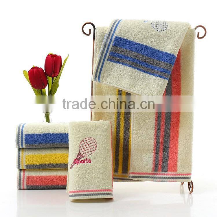 Dobby border emboridered logo yarn color dyed sports towel