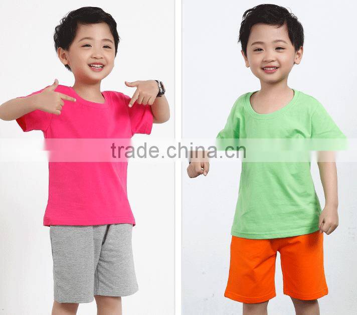 Fashion custom blank kids plain round neck short sleeve multi-color t shirts wholesale china supplier