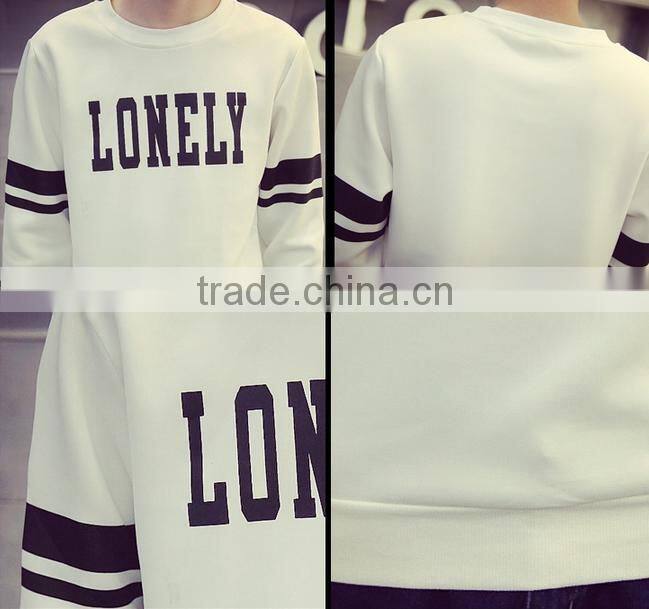 Cheap printed round neck long sleeve oversized cool men's plain printed pullover sweater hoodie