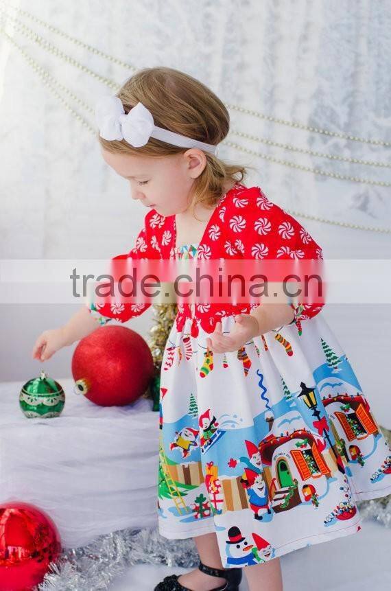 2017 New Born Baby Girls First Christmas Party Dress Kids Elf Holiday Party Dress