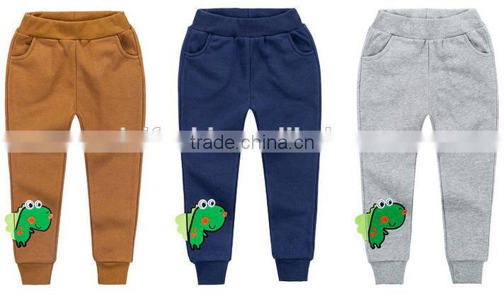 China Supplier Boy Trousers Wholesale100%Cotton Kids Wear Casual Children Embroidery Trouser Pants