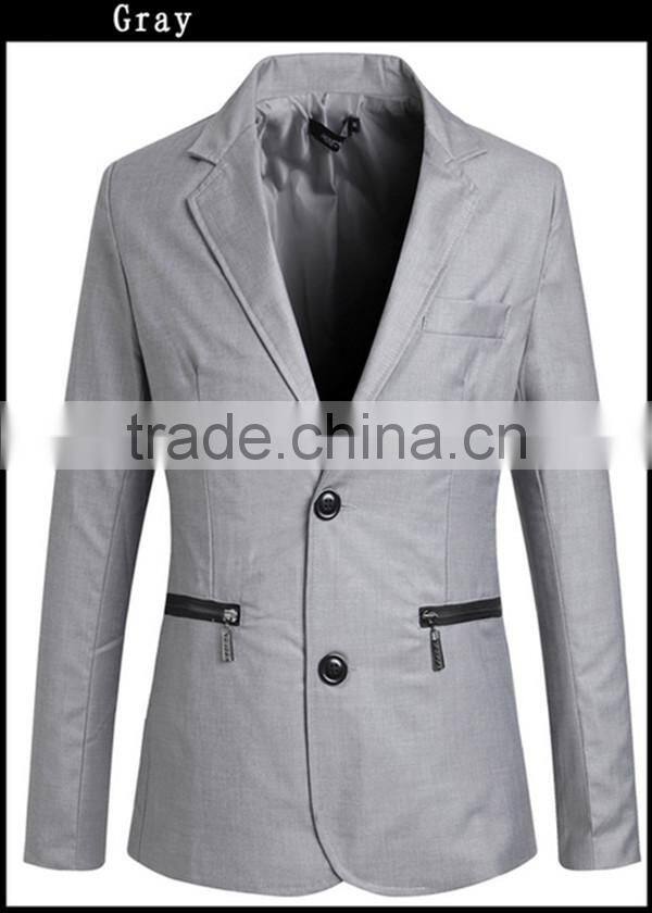 1pc hot sale with zipper pattern turn down callor long sleeve cotton and polyester bussiness blazer