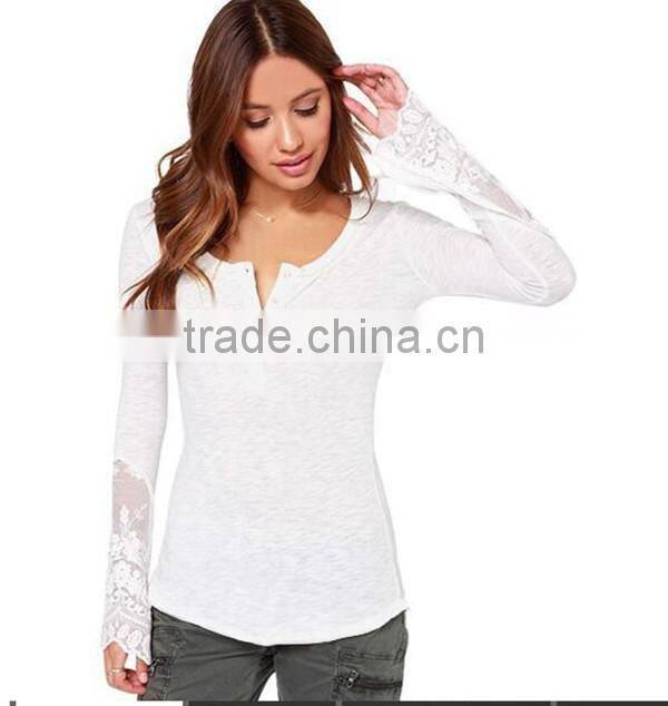 Classical black and white solid Dovetail split Net yarn splicing knitting Slim soft t shirt thin women
