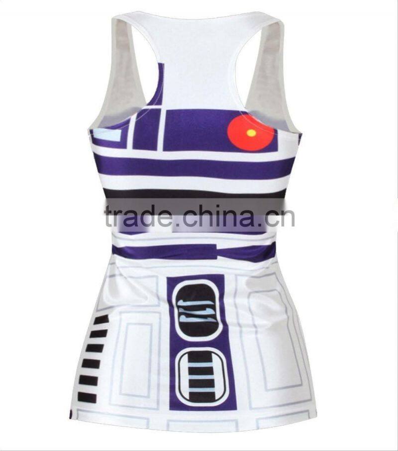 Top Fashion Women's Sublimation Printed Sleeveless T Shirt Vest Tank Tops sports clothes