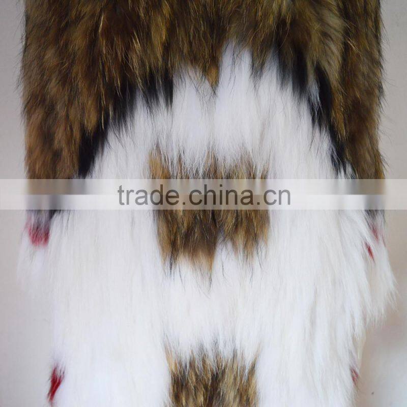 SJ045-01 China Glossy Sumptuous Raccoon Knitted Fur Coats/Women Coats with out Lining/Multicolor Fur Coats