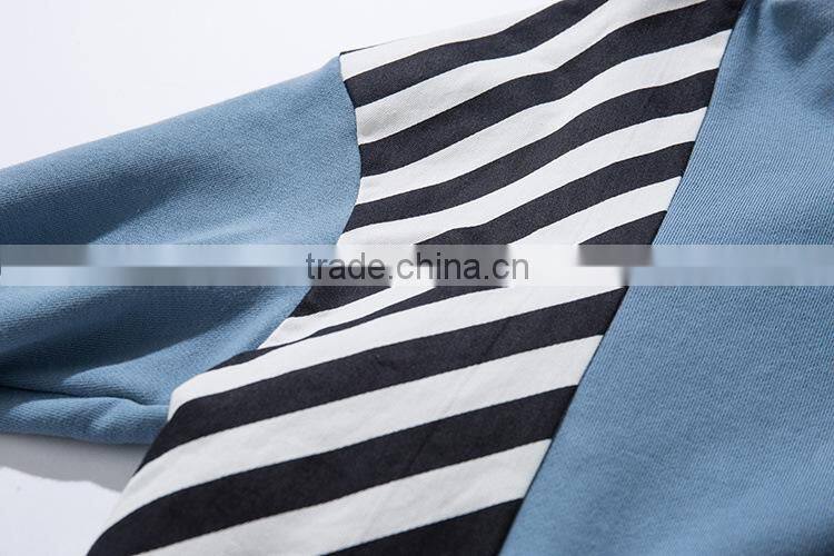 Wholesale Contrast color Stripe Long sleeve hoodie