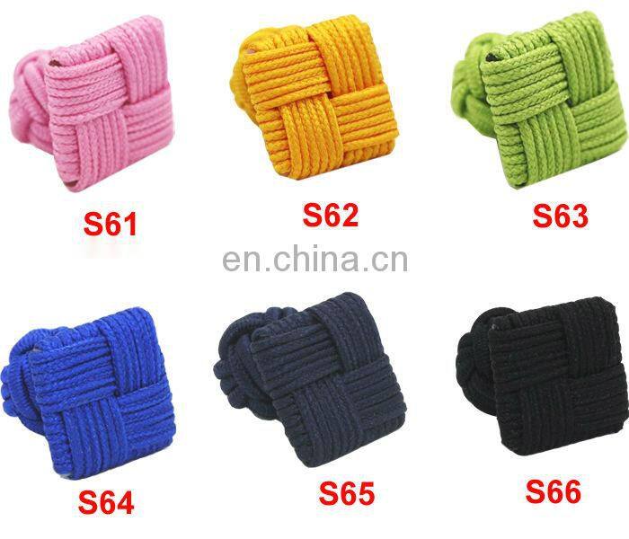 China Supplier knitting fabric cufflinks Square Silk knot Cuff link Elastic Rope Cuff