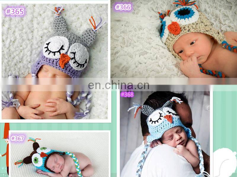 Crochet Kids Boys Giggle and Hoot OWL Ear Flap Hat Newborn Baby Beanie