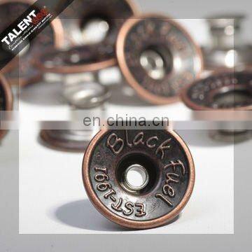 custom denim alloy rivet button with brand name logo