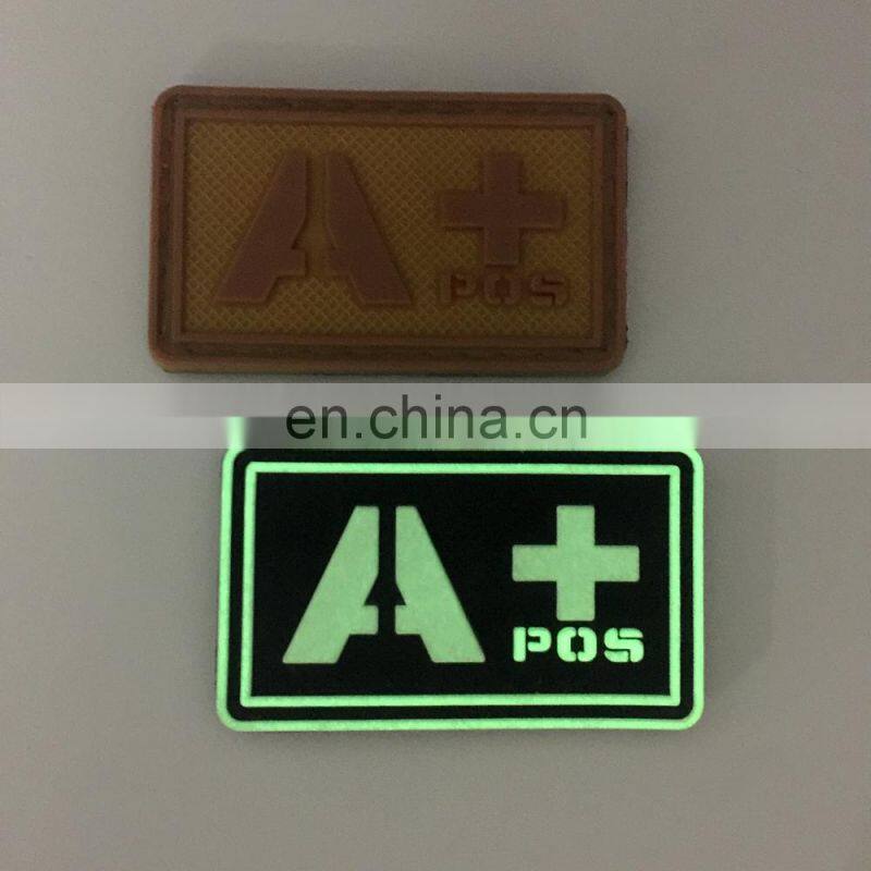 High quality durable custom glow in dark PVC patch