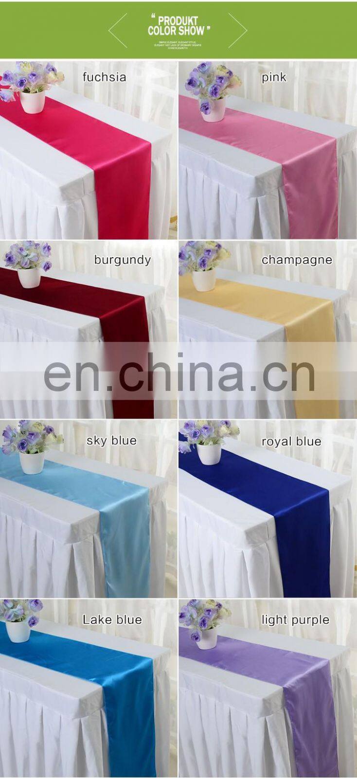 factory hot selling 100%ployester satin table runner for wedding