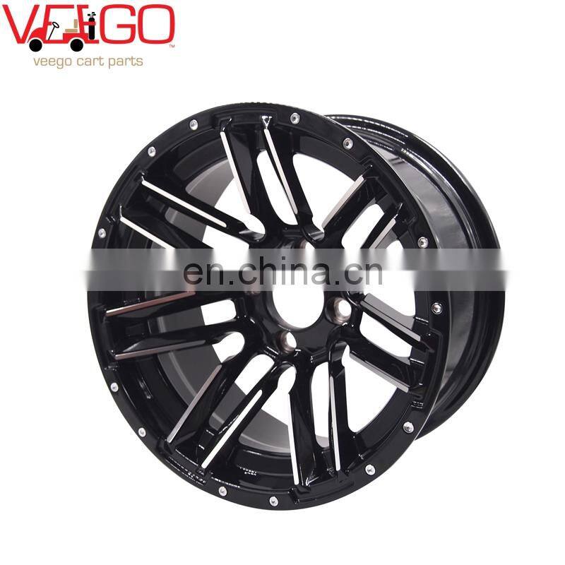 Set of 4 205/50-10 Street/Turf Golf Cart Tires w/ Machined/Black Wheels