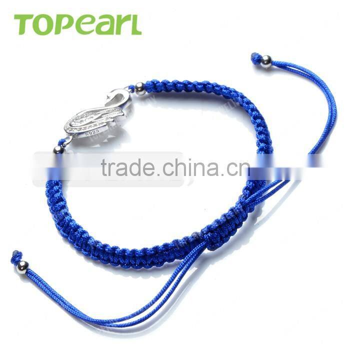 Topearl Jewelry High Quality Fashion 925 Sterling Silver Beads Swan Charm Hand-knitted Bracelet 9SB10