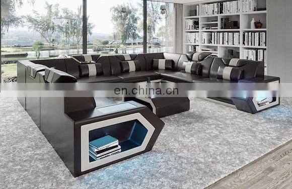 New home needed living room beautiful sectional sofa set furniture with LED light